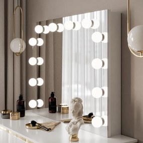 TOALETNÝ STOLÍK NESSIE SHINE BIELY LESK + ZLATÉ NOHY + LED