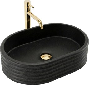 Rea Nicoletta, umývadlo na dosku 500x360x140 mm, imitácia kameňa-čierna, REA-U7345