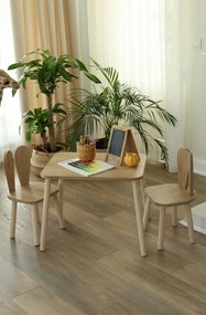 Detská sada stolíka a stoličiek 2 ks Bunny One Chair Set - Brown