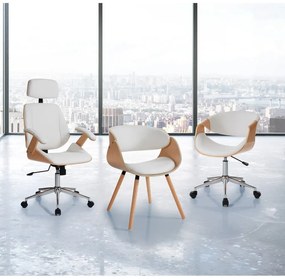 Kancelárska stolička z imitácie kože v bielo-prírodnej farbe Visby – Tomasucci