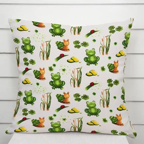 Biante Detská bavlnená obliečka na vankúš Sandra SA-609 Žabky a slimáky na bielom 60 x 60 cm