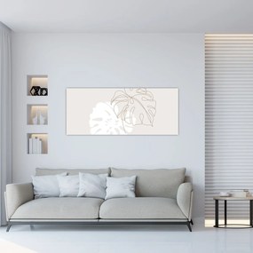 Obraz - Line art monstera N⁰2 (120x50 cm)