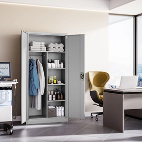 Kovová šatňová skriňa DAWID, 900 x 1850 x 450 mm, šedá