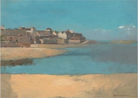 Sklenený obraz - Odilon Redon, Village by the Sea in Brittany, reprodukcia (70x50 cm)