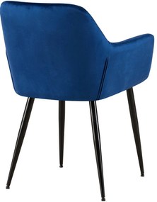 Jedálenská stolička Emia (SET 2 ks) - zamat, kovové nohy čierne - Modrá