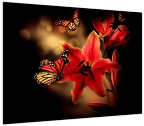 Obraz ľalie s motýľom (70x50 cm)
