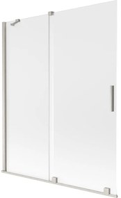 Mexen Velar, 2-krídlová posuvná vaňová zástena 140 x 150 cm, 8mm sklo námraza, brúsená oceľ, 896-140-000-31-97