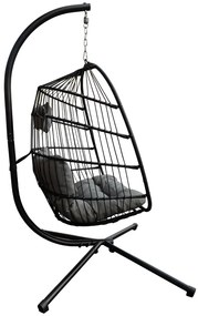 Závesné kreslo BestBerg BBHC-30 / oceľ / čierna/sivá