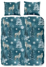 Predĺžené flanelové obliečky na dvojlôžko v petrolejovej farbe 200x220 cm Midnight – Good Morning