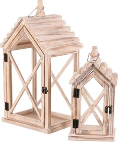Set dvoch lampášov domček hnedý DA221 (2 ks)