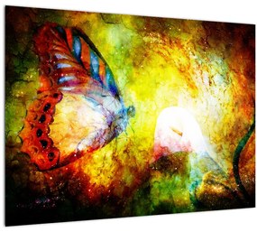 Sklenený obraz - Kozmický motýľ (70x50 cm)