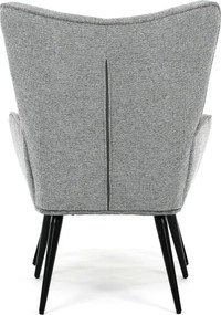 Relaxačné kreslo ušiak s taburetom ROYAL II — kov, látka, sivá