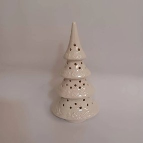 DECOLED Keramický stromeček, 9 x 7,4 x 17,8 cm, teple bílá, 2xLR44