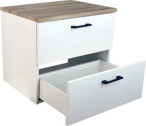 Comodo Kúpeľňová skrinka pod doskové umývadlo Agria NEW W 60-HD - biela/dub sonoma