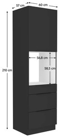 Vysoká skrinka na vstavanú rúru Sobera 60 DPS 210 3S1F (čierna) . Vlastná spoľahlivá doprava až k Vám domov. 1097019