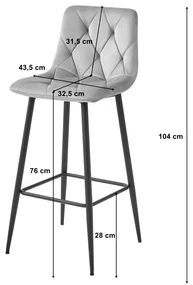 Set troch barových stoličiek NADO zamatové tmavobéžové (čierne nohy) 3 ks