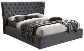 Dvoulůžková čalouněná postel Carven Velvet 160x200 šedá