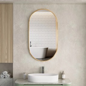 Erga Oval, oválne zrkadlo 55x100cm, zlatý rám, ERG-V01-OVAL-5510-GD