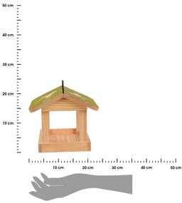 Závesné kŕmidlo pre vtáky Elisa, 19,5x24x24 cm, drevo, hnedá/zelená