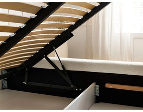 Béžová čalúnená dvojlôžková posteľ s úložným priestorom s roštom 180x200 cm Orlane – Bobochic Paris