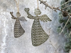 Vianočná kovová závesná dekorácia anjel Angel - 7*10 cm