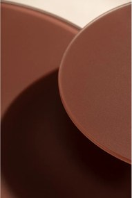 Hnedé okrúhle konferenčné stolíky v súprave 2 ks so sklenenou doskou ø 80 cm Vida – MOME