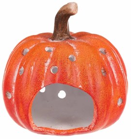 Svietnik Tekvička s otvormi oranžová, keramika, priemer. 14 cm