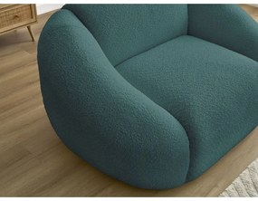 Tyrkysovomodré kreslo z textílie bouclé Tina – Bobochic Paris