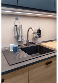 Svetlomodrá samodržiaca kovová kúpeľňová polička Grena – Compactor