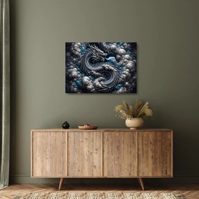 Sklenený obraz – Drak v dyme (70x50 cm)