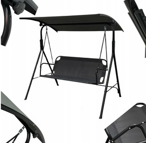 Záhradná hojdačka pre 3 osoby 4006D – tmavosivá