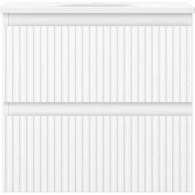 Mexen Rivel, kúpeľňová skrinka 50 cm s umývadlom Vela, 2 zásuvky, drážkovaná, biela matná, 91A20-05047-2-BFF01-W23M01