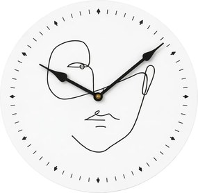 Nástenné hodiny LINE FACE 29 cm, biele