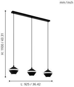 Eglo 98682 - LED luster na lane PERPIGO 3xGU10/5W/230V