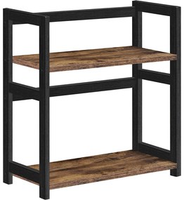 Stolný organizér, 2-úrovňový stojan na korenie, rustikálny hnedý a čierny