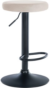 Barová stolička Ponte - zamat, čierny rám - Krémová