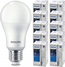SADA 10 LED žiaroviek E27 8W 806lm PHILIPS tepla biela 2700K A60