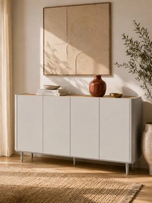 Komoda Elivo 200 cm štvordverová na nožičkách - kašmír / olejovaný dub