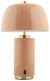 Béžová LED stmievateľná stolová lampa s kovovým tienidlom (výška 30 cm) Freya – Leitmotiv