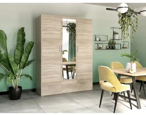 Šatní skriňa so zrkadlom SANNA 150x215 cm dub sonoma