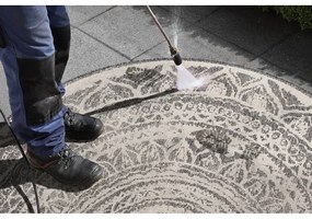 Sivo-krémový vonkajší koberec NORTHRUGS Siruma, ø 200 cm