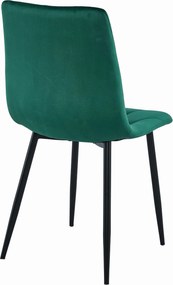 AKCIA Tmavozelená zamatová jedálenská stolička LIBRA s čiernymi nohami II. akosť
