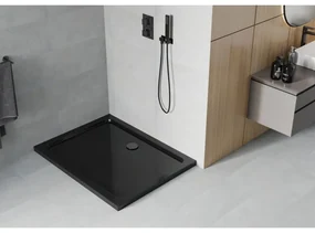 Mexen SLIM - Obdĺžniková sprchová vanička 120x100x5cm + čierny sifón, čierna, 40701012B