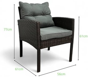 Záhradné kreslo z technoratanu SFS078-SC - sivé + sivé vankúše