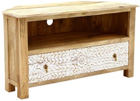 furniture-nabytek.cz - Rohový stolík pod tv z masívneho dreva mango 110x60x50