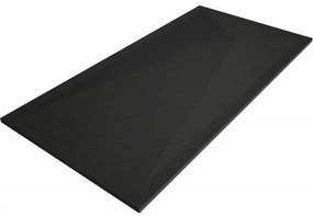 Mexen Stone+, obdĺžniková vanička z minerálneho kompozitu 200 x 90 cm, čierna, čierna krytka, 44709020-B