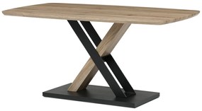 Autronic - Stůl jídelní 160x90cm, MDF, 3D dekor dub san remo, kovové nohy, černý lak. - HT-W1570 SRE AKCE