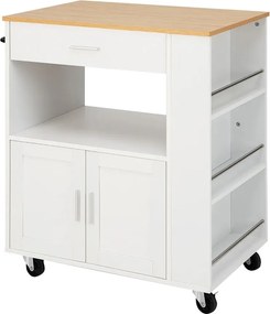 Kolesový servírovací vozík s 3 držiakmi na korenie na boku