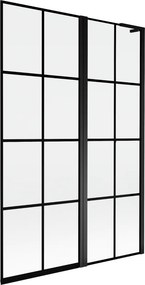 Mexen Mist L, 2-krídlová vaňová zástena, pravá 120 x 150 cm, čierna mriežka, čierna - 8A9L-120-011-70-77-P