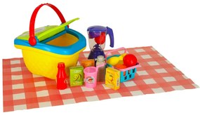KIK Detský piknikový kôš - hračka set s ovocnými džúsmi, nápojmi a jedlom, 3+, bez batérií
